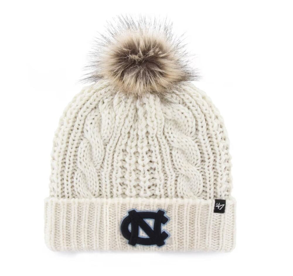 47 BRAND North Carolina Tar Heels Cuffed Knit Hat with Pom OS White NWT